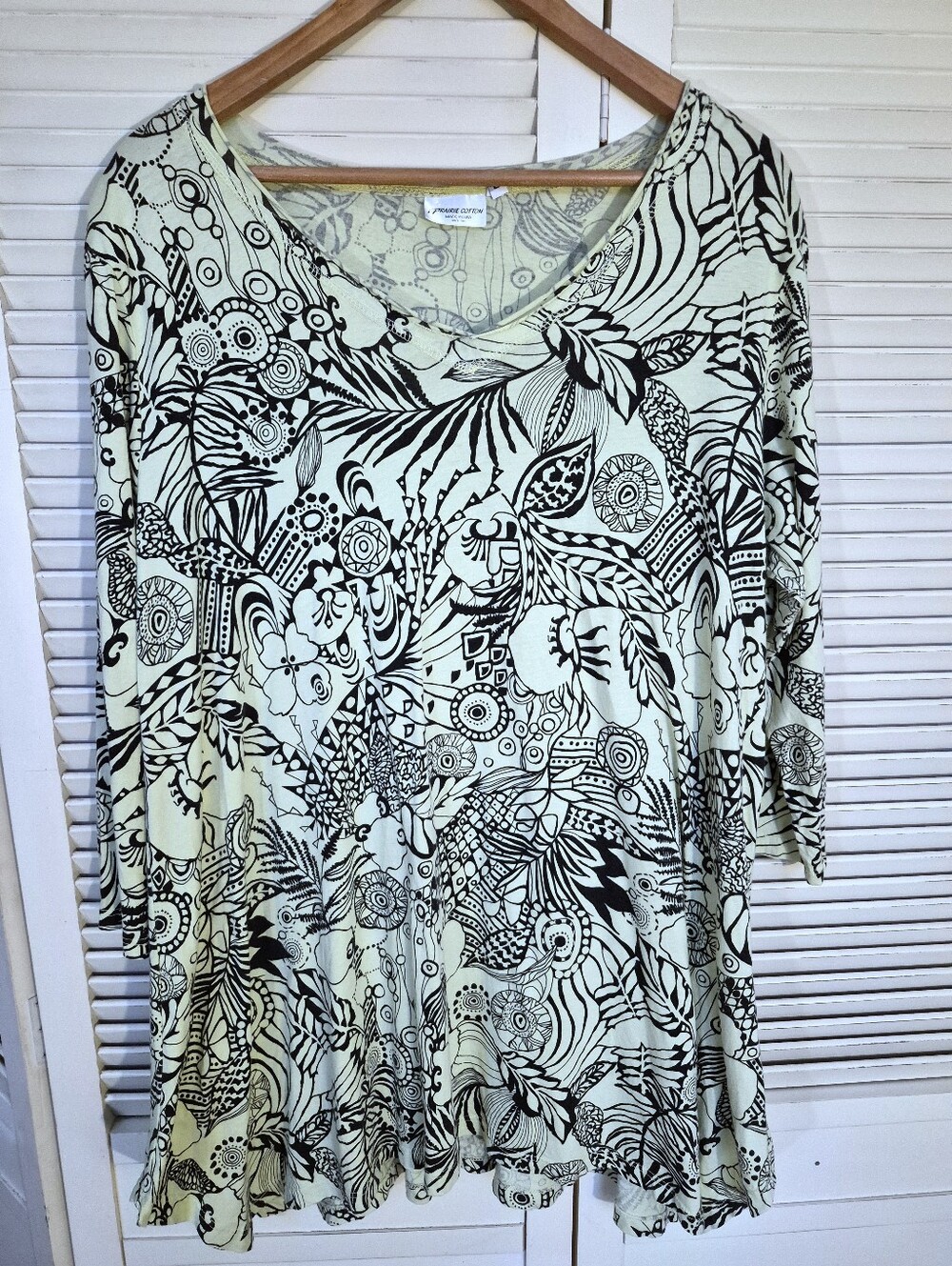 Prairie Cotton Women's Tunic Top 100% Cotton Size Large